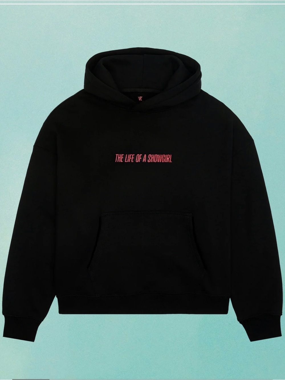 Taylor Swift Black Hoodie with Red ‘The Life of a Showgirl' Chest Print-NWOT